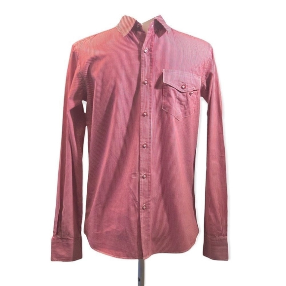 Collection by Sela 100% Cotton Men’s Shirt Long Sleeve Button Down Striped Shirt - Picture 2 of 5